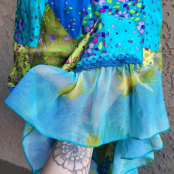 Emily Designs Y2K Silk Patchwork Pattern Slip Dress - Picture 4 of 8